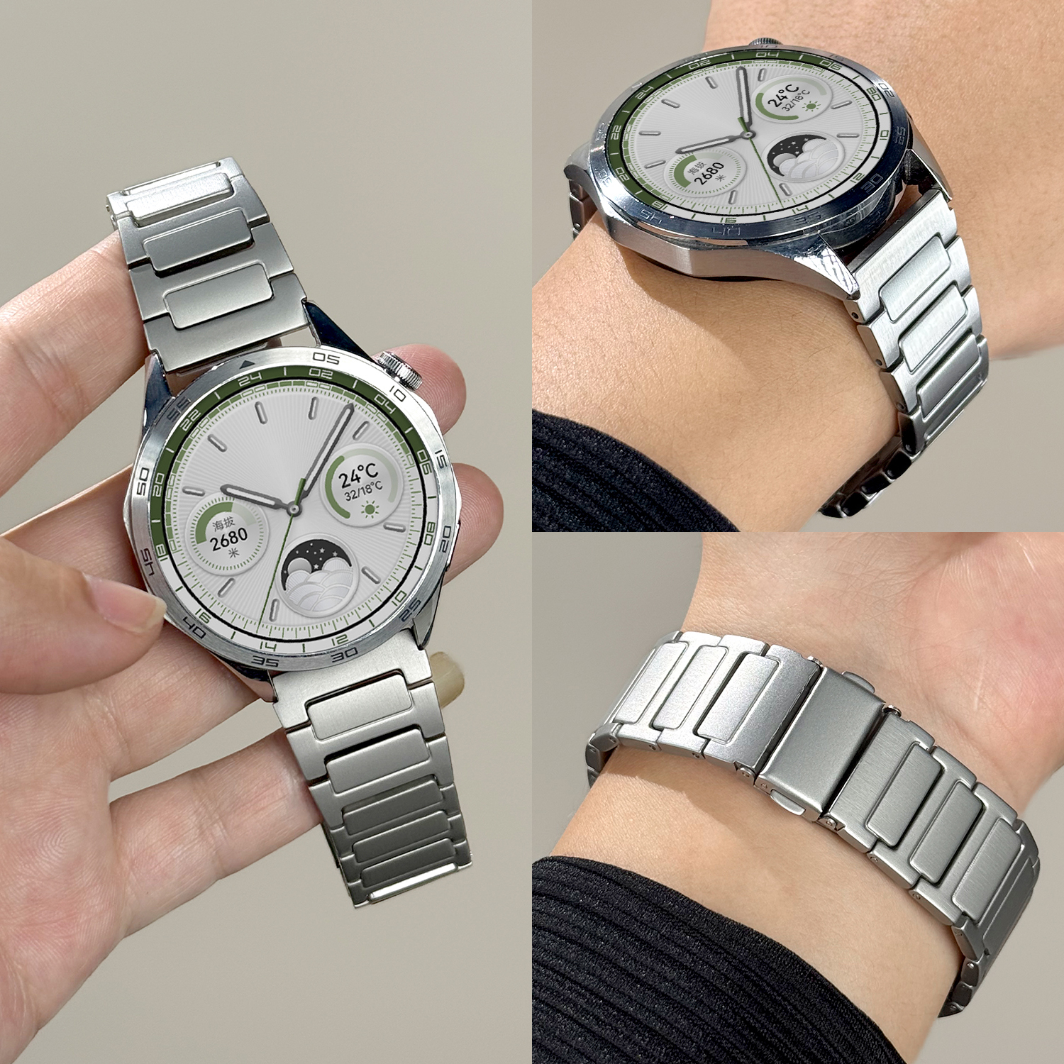 适用华为gt5表带新款金属GT5Pro工字三珠gt4不锈钢智能运动腕带watch5/4男款官方同款22专用非原装高级商务JY