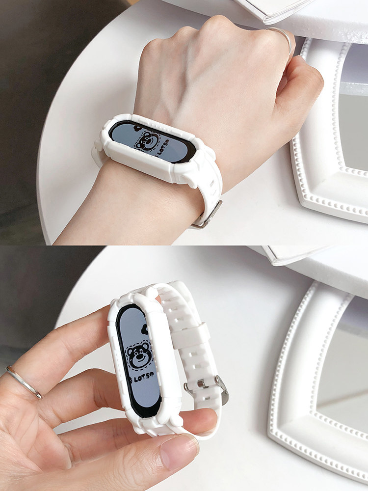 适用小米手环7/8腕带9小米手环4/5/6硅胶表带通用NFC版三四五六七代全包一体智能运动替换带男女生高级创意潮,智能设备,智能手表手环表带/腕带,淘宝优惠券,粉丝福利购,淘宝优惠卷