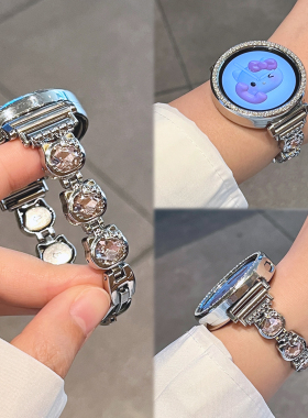 适用于华为gt5表带GT6新款4金属watch5闪钻猫咪智能运动手表gt5pro女士watch4/3腕带荣耀fit女款高级感JY夏季