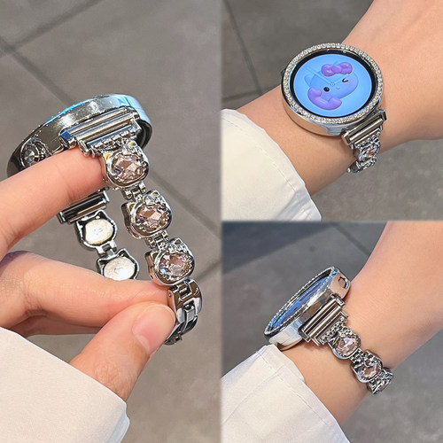 适用于华为gt5表带GT6新款4金属watch5闪钻猫咪智能运动手表gt5pro女士watch4/3腕带荣耀fit女款高级感JY夏季