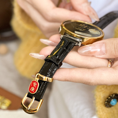 【大福安康】适用于华为手表gt6表带GT5pro竹节纹真皮新年红watch5女款时尚手腕带YS运动智能荣耀5Pro定制冬