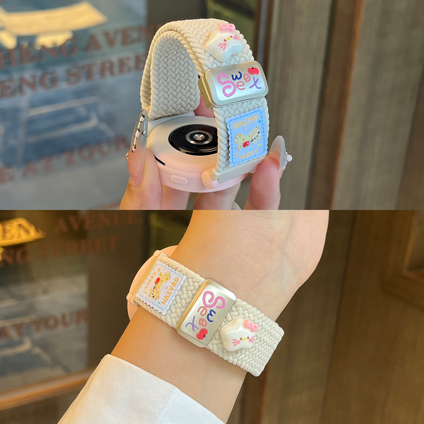 【腊肠小猫】适用华为手表gt5表带新款watch5卡通插画GT5Pro时尚gt4女生编织YS磁吸式荣耀2腕带夏日gt3高级感