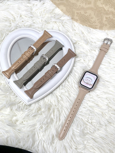 适用iwatch10苹果手表s9表带Applewatch8/7/6代真皮小蛮腰新款ultra手表带s7智能运动41/45mm秋季女款se高级