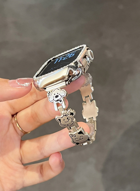 适用于小米手环9Pro表带新品小狗猫咪女生小米8pro运动智能腕带红米watch6/5手表带高级感夏XL金属秋冬替换带