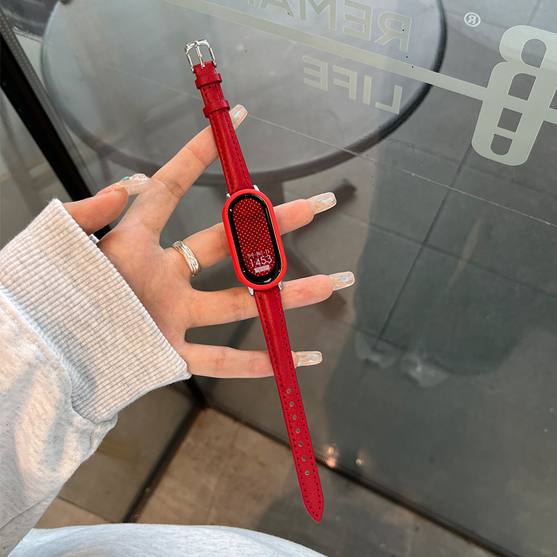 适用小米手环9表带新年红硅胶磁吸编织时尚女生手链小米8/7/6腕带米兰创意真皮高级感男士陶瓷版秋冬款氛围感