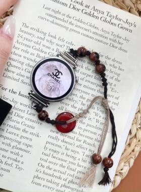 适用小米S4表带watchs3新中式S1pro新款color2平安扣s1串珠珍珠金属GTR4华米Amazfit腕带GTS4/3女款22mm夏季