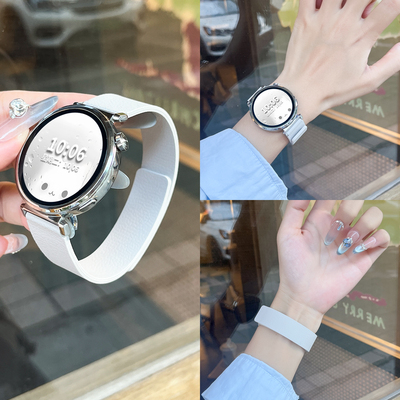 适用于华为gt6手表表带GT5运动智能腕带watch5新款荔枝纹gt5pro磁吸watch4/3硅胶荣耀5秋季gt4保护套壳高级感