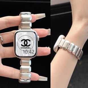 适用华为fit3手表表带新品小方糖一FIT4/4pro女款金属小香风腕带FIT一二三代运动智能手表小众高级配件夏天