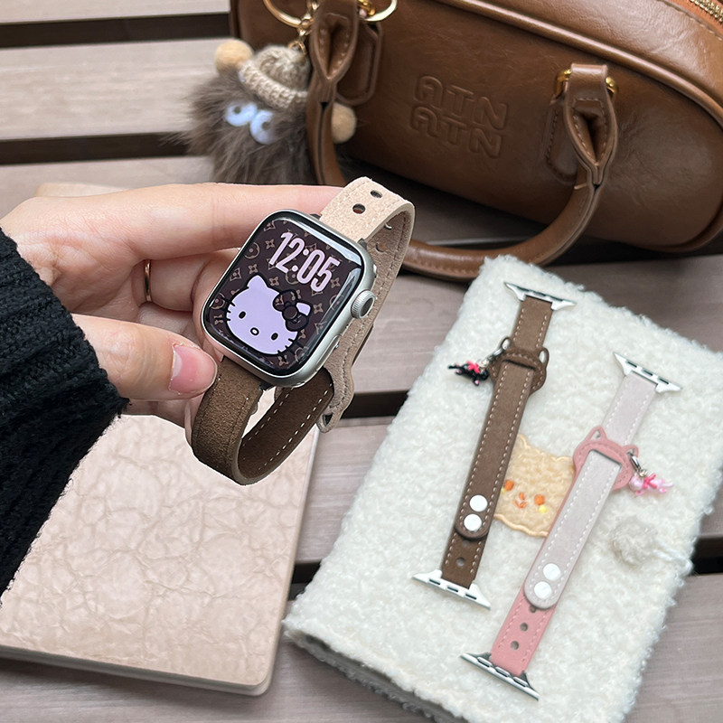 新品适用华为fit4手表表带fit3智能猫耳系列WATCH FIT4/5Pro翻毛皮质运动腕表fit一二代男女款JY秋冬季高级感图片