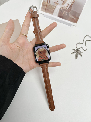 适用oppowatchse表带细款真皮质小蛮腰oppowatch3/3pro腕带智能运动手表watch2/1替换带男女生通用小众个性潮