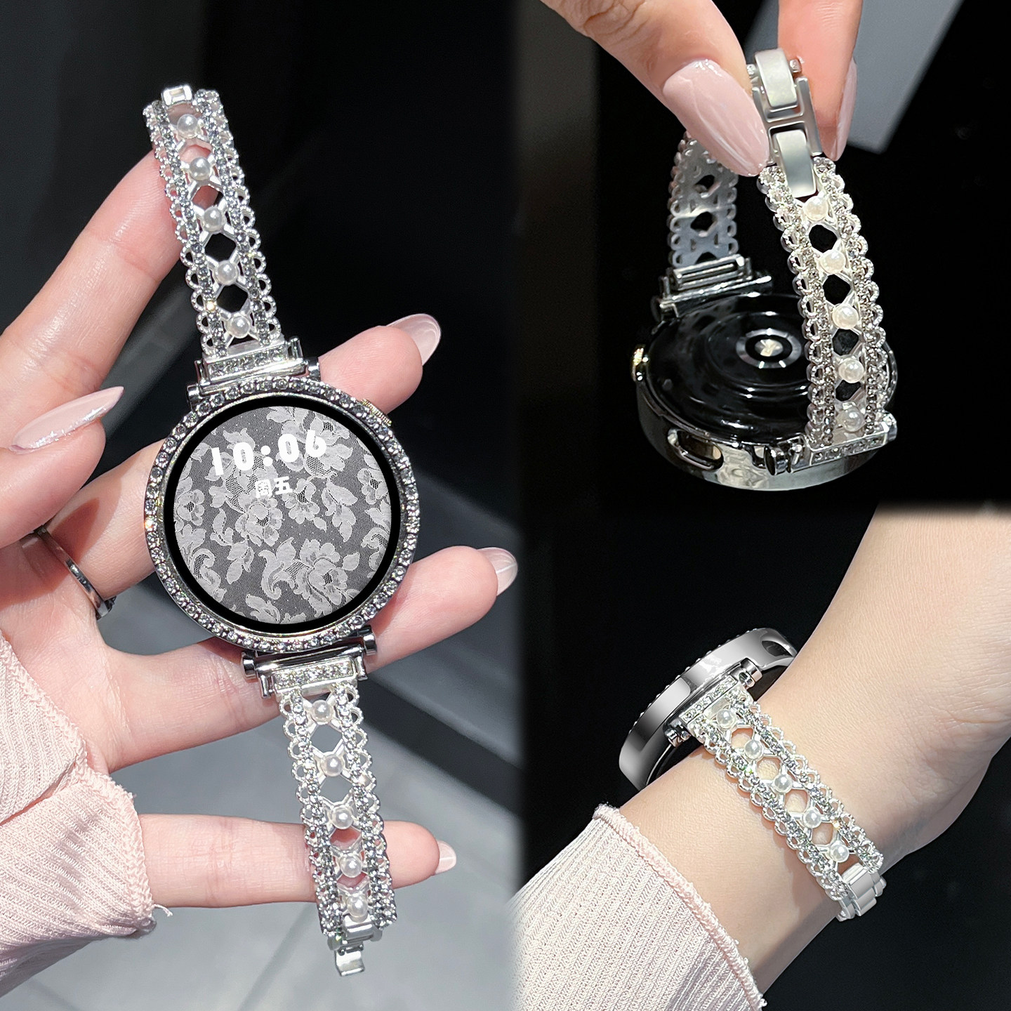 适用华为gt7表带女款gt6金属新款gt5手表带watch6/5腕表蕾丝GT4手镯GT5pro智能运动表链男夏透气JY高级感配件图片
