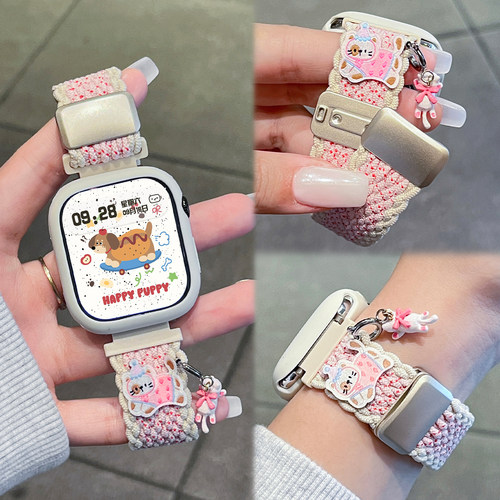 【萌宠派对】适用华为fit4表带fit3手表磁吸Watch FIT4/5pro新款编织创意智能腕表fit一二代男女款JY春夏高级