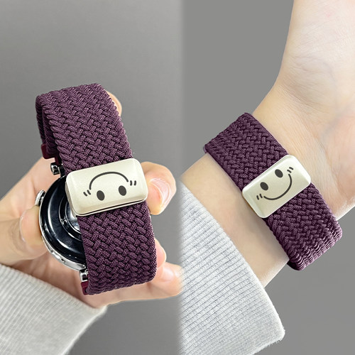 适用华为gt6表带女士新款gt5编织GT5pro尼龙磁吸笑脸watch5/4智能运动JY手表腕带gt4/3男女款可爱荣耀GS4专用