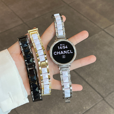 适用三星watch7表带WATCH6新款棱形镶钻GalaxyWatch5/4/3金属腕带watch4/3男女款夏季智能5pro轻奢高级感配件