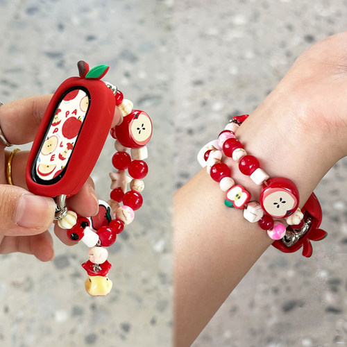 适用于小米手环10表带新款xiaomi9陶瓷版手表苹果核双排串珠8手链腕带智能7nfc夏季女款6/5高级XL运动配件