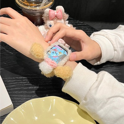 适用苹果手表表带s10新款毛绒iwatchS11女士智能applewatch9运动磁吸s8秋冬保护壳套女款可爱SE高级感小众JY