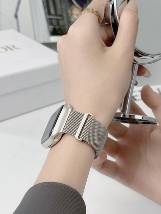适用iwatch10表带s9苹果手表带s8米兰尼斯磁吸钢带Applewatch8/7/6se代金属S7不锈钢ultra运动高级创意男女款
