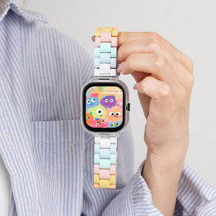 适用vivowatchgt表带糖果彩虹iqoo智能手表watchGT女生晴云白快拆表耳22mm通用eSIM版夏夜黑男可爱夏天非原装