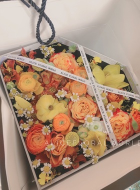 花界无锡鲜花同城配送母亲节女神节玫瑰橙色系混搭鲜花生日礼盒