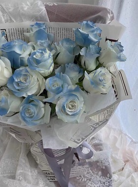 密西根碎冰蓝喷色玫瑰无锡同城鲜花速递520情人节蓝色玫瑰花束