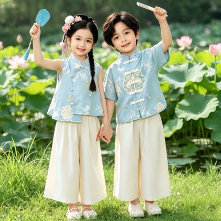 儿童汉服唐装古装中国风新中式男童女童小学生幼儿园端午节演出服