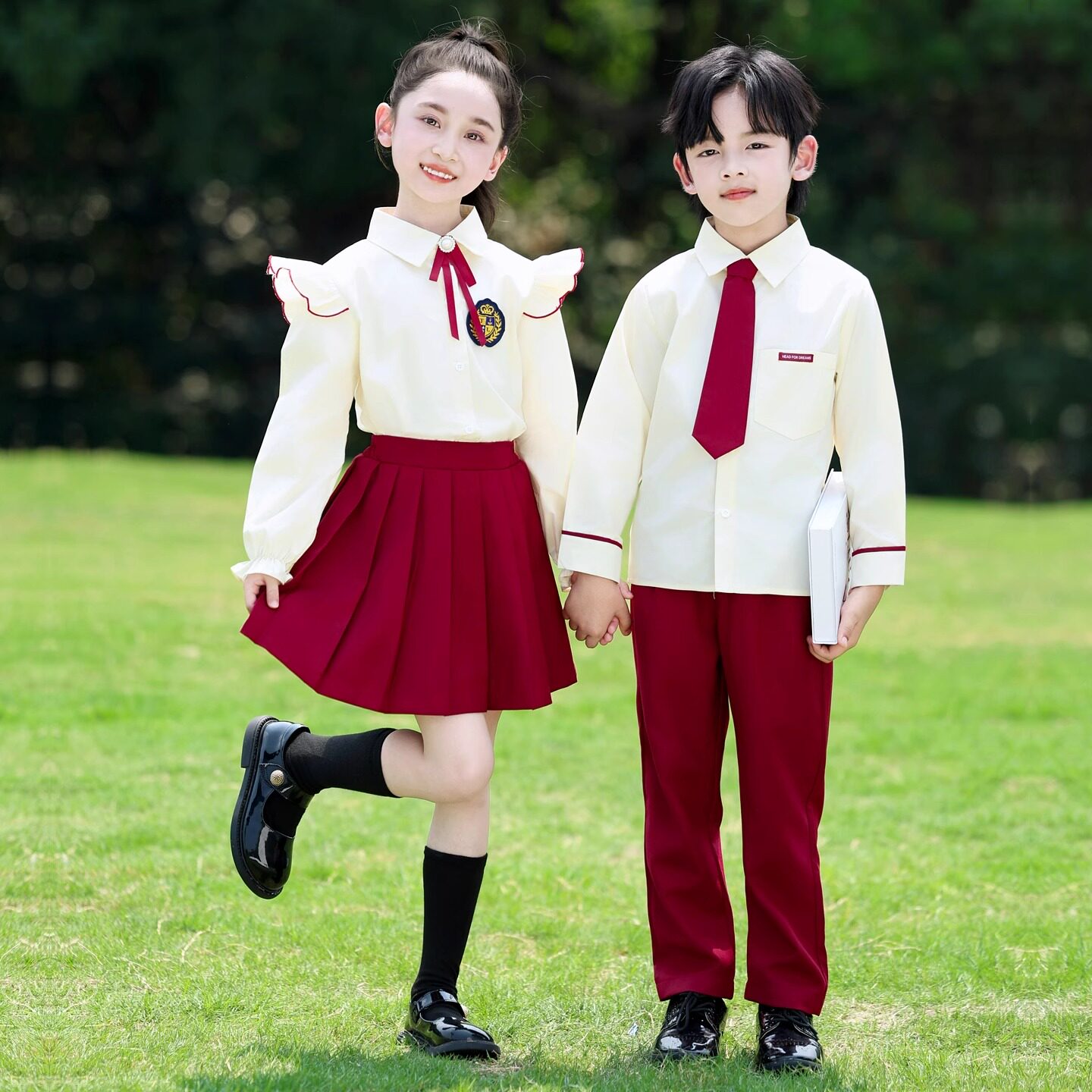 元旦红歌儿童合唱演出服幼儿园毕业照班服小学生朗诵比赛表演服装