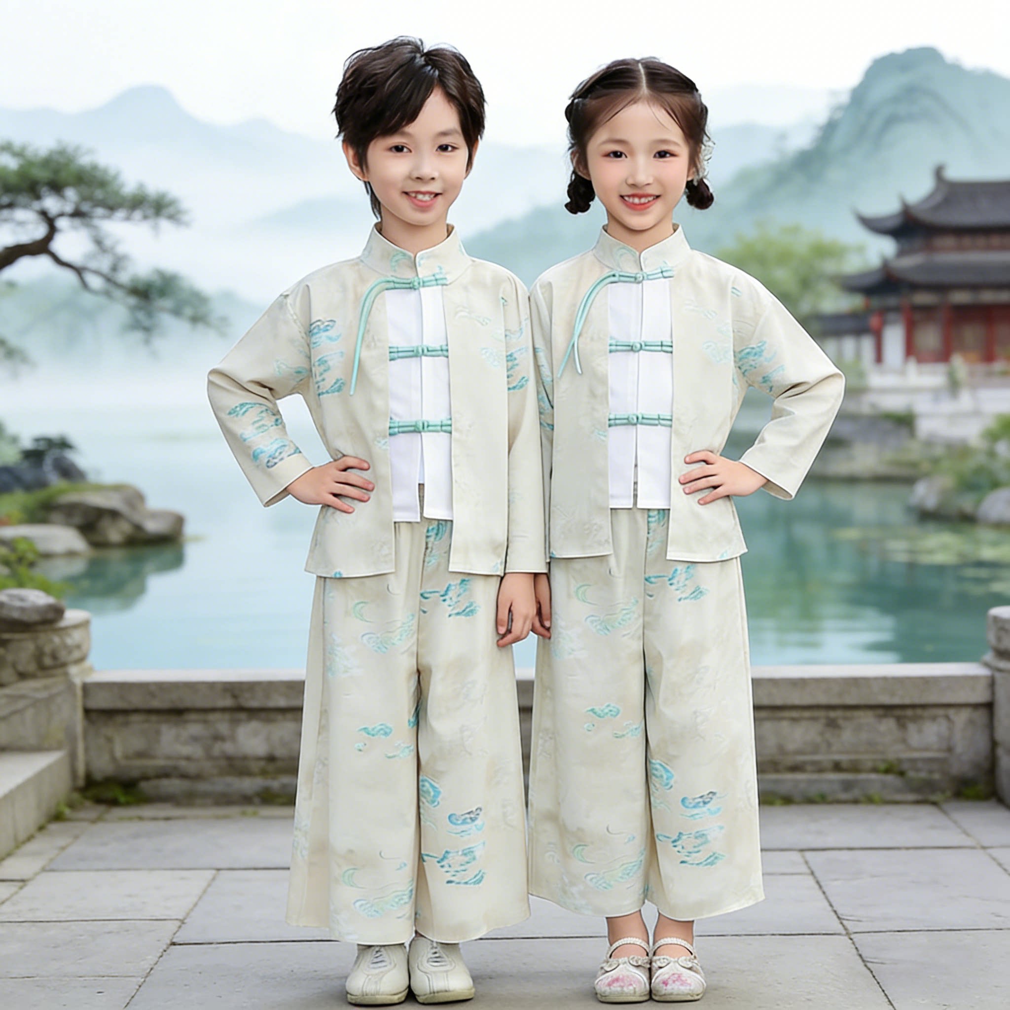六一儿童汉服男童中国风中式男唐装新款古风古装套装幼儿园演出服