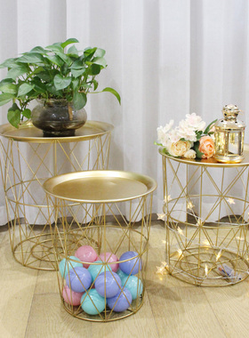 金色北欧轻奢床头柜极简卧室储物ins风储物柜简约烤漆铁艺床边柜