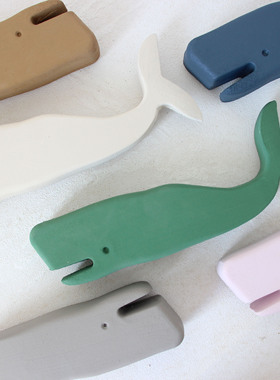 ins风鲸鱼木质装饰彩绘手工