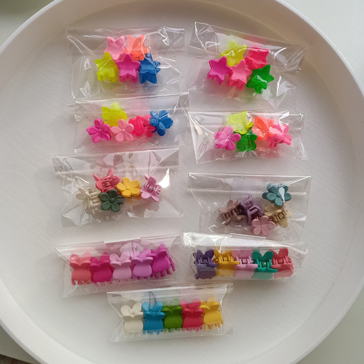清仓 正品韩国迷你亚克力塑料抓夹儿童糖果色可爱发抓1包