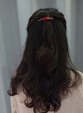 红色刘海碎发一字夹正宗韩国产发饰Renachris亚克力带钻碎发边夹