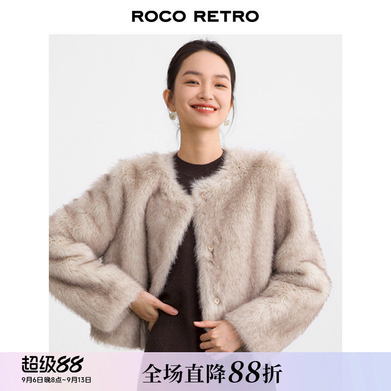 皮毛一体复古短款外套图片