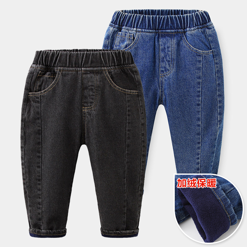 洋气宝宝冬季保暖加厚男童牛仔裤