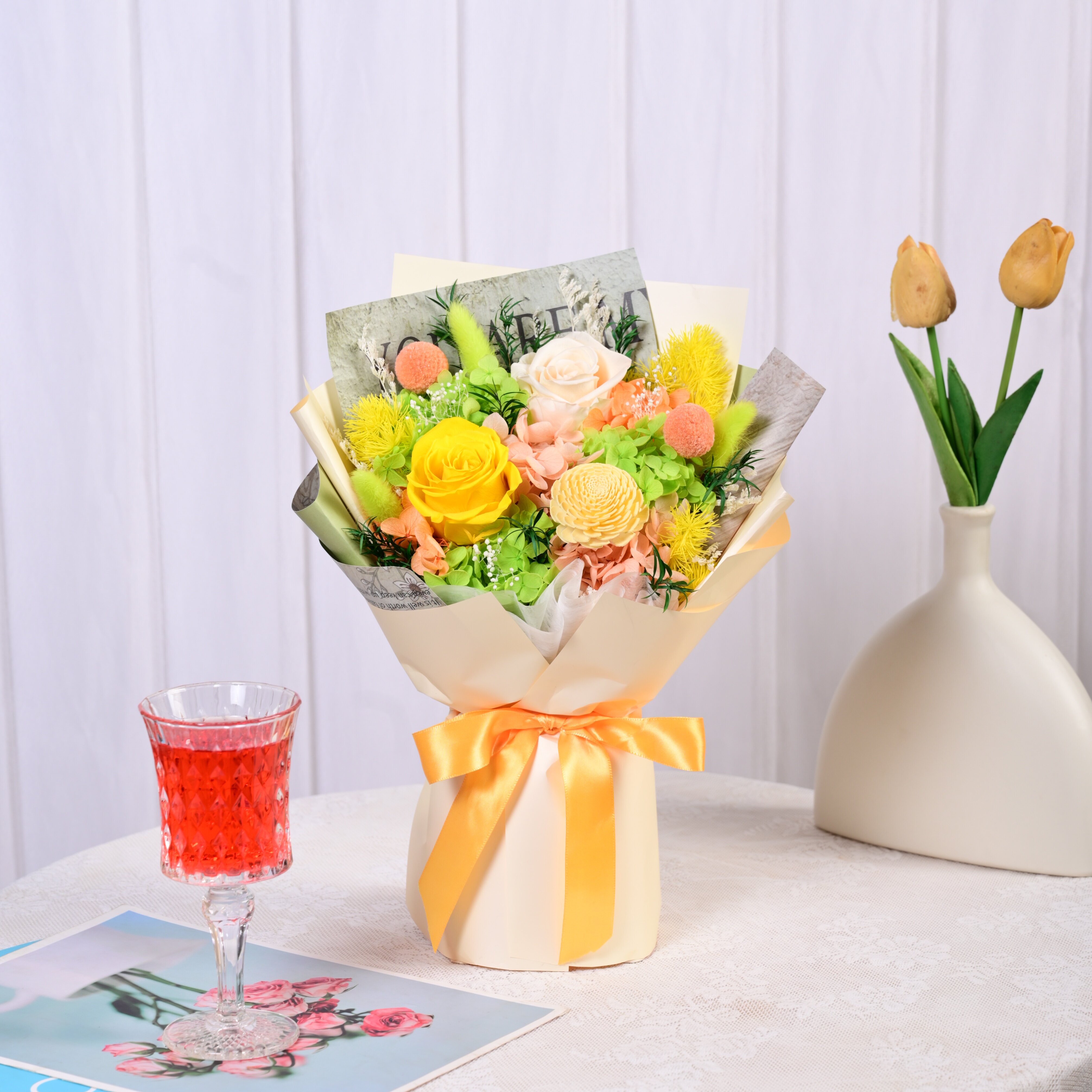 永生花花束礼盒节日纪念日生日礼物送女友闺蜜桌面摆件家居装饰