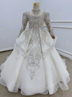 出租长袖 高端白色女童礼服模特走秀唱歌主持钢琴演出十岁生日花童