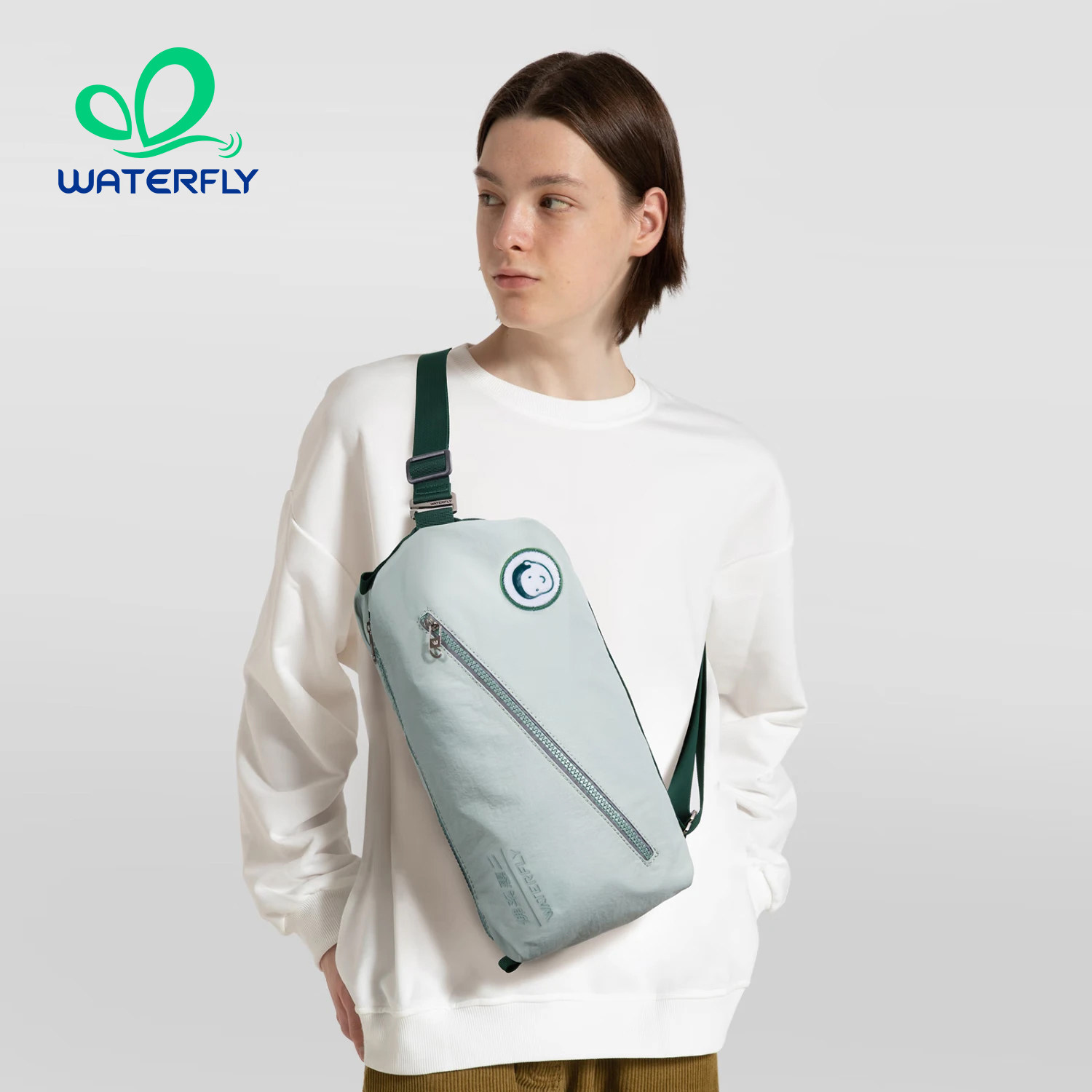 WATERFLY佛系惠二斜跨单肩双肩两用多功能大容量运动休闲挎包
