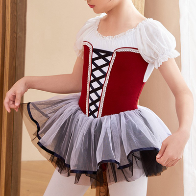 儿童舞蹈服演出练功蓬蓬纱裙连体