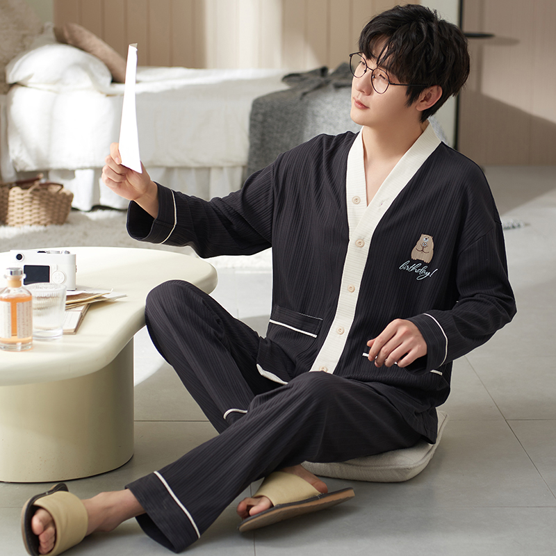 男士睡衣纯棉秋冬季2025新款和服