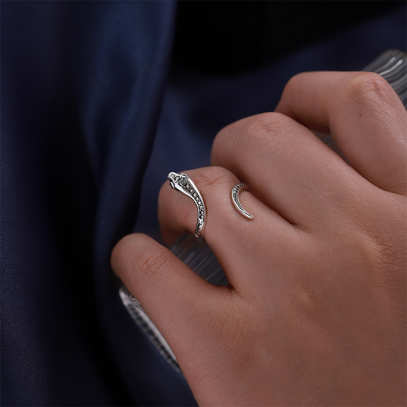 小蛇戒指ins小众设计弯曲开口可调节女学生手个性时尚手指指环潮