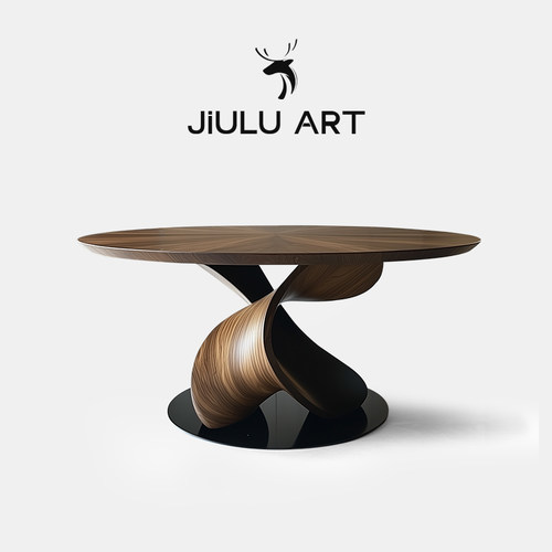 设计师高端创意北欧圆形实木餐桌