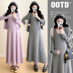 吊带洋气两件套孕妇套装 孕妇连衣裙2025 开衫 新款 秋季