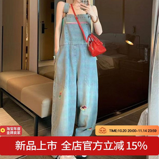 薄款 洋气时髦高夏季 休闲百搭宽送孕妇连体 女新款 孕妇牛仔背带裤