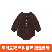 北欧宝宝针织毛衣春秋连体衣婴儿爬爬服三角哈衣新生儿包屁衣