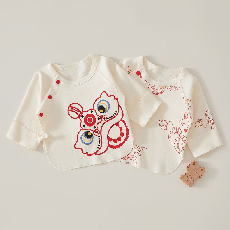 新生儿半背衣0-3个月宝宝上衣春秋初生婴儿衣服宝宝和尚服A类纯棉