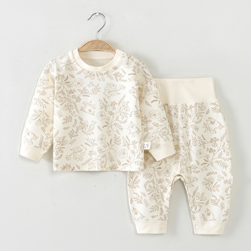 婴儿衣服内睡衣春秋季肩扣分体套装男女宝宝打底衣秋衣裤秋天纯棉