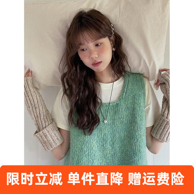 【秋季叠穿 软糯4色】韩系通勤针织马甲背心慵懒风上衣j705b