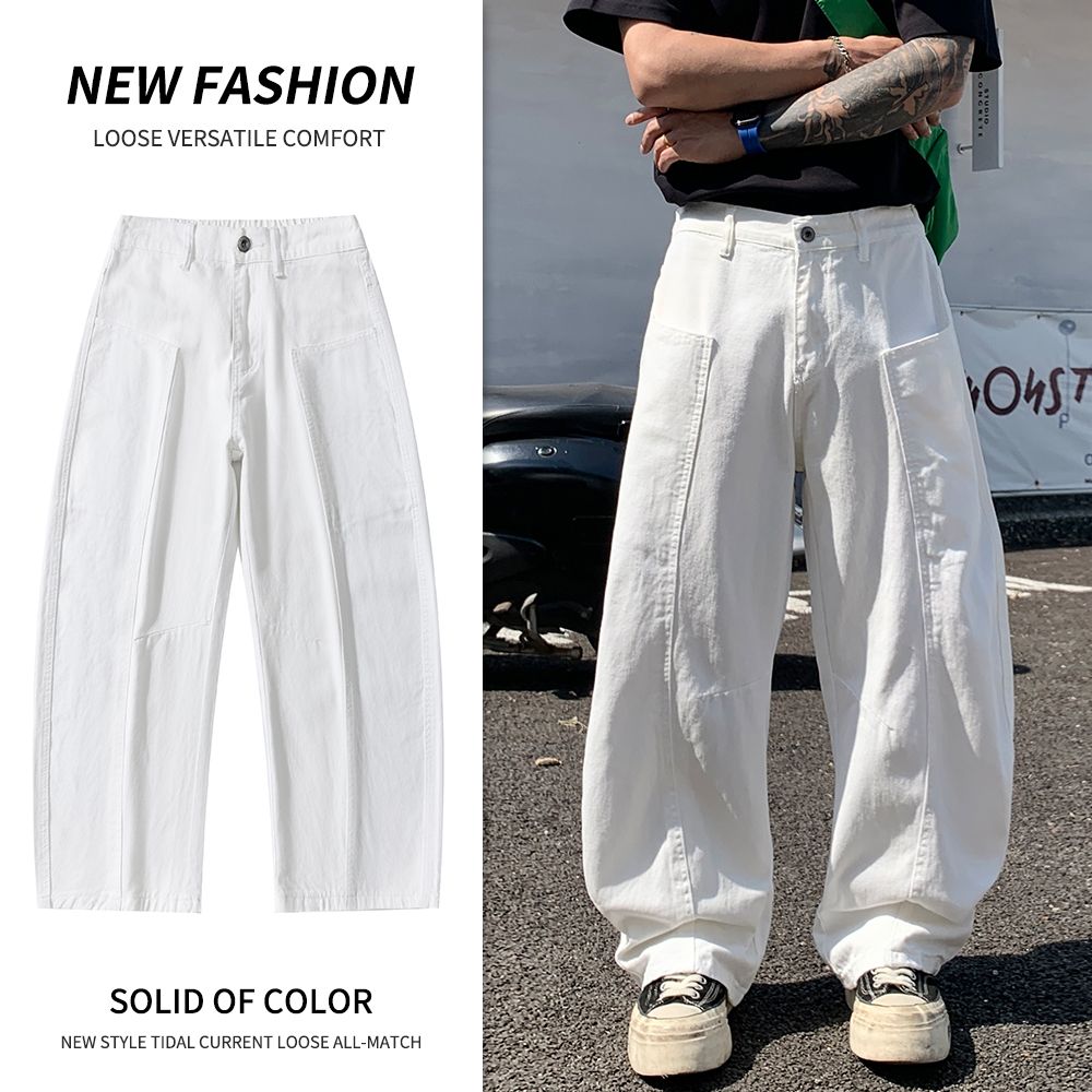 LLC2888四季新款弯刀裤AC巴家 亚王家潮牌脏脏裤灼烧街头潮品长裤