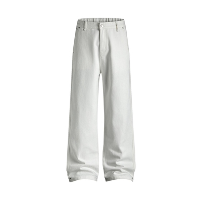 高个子美式cleanfit宽松复古纯白色牛仔裤男女同款直筒中性休闲裤
