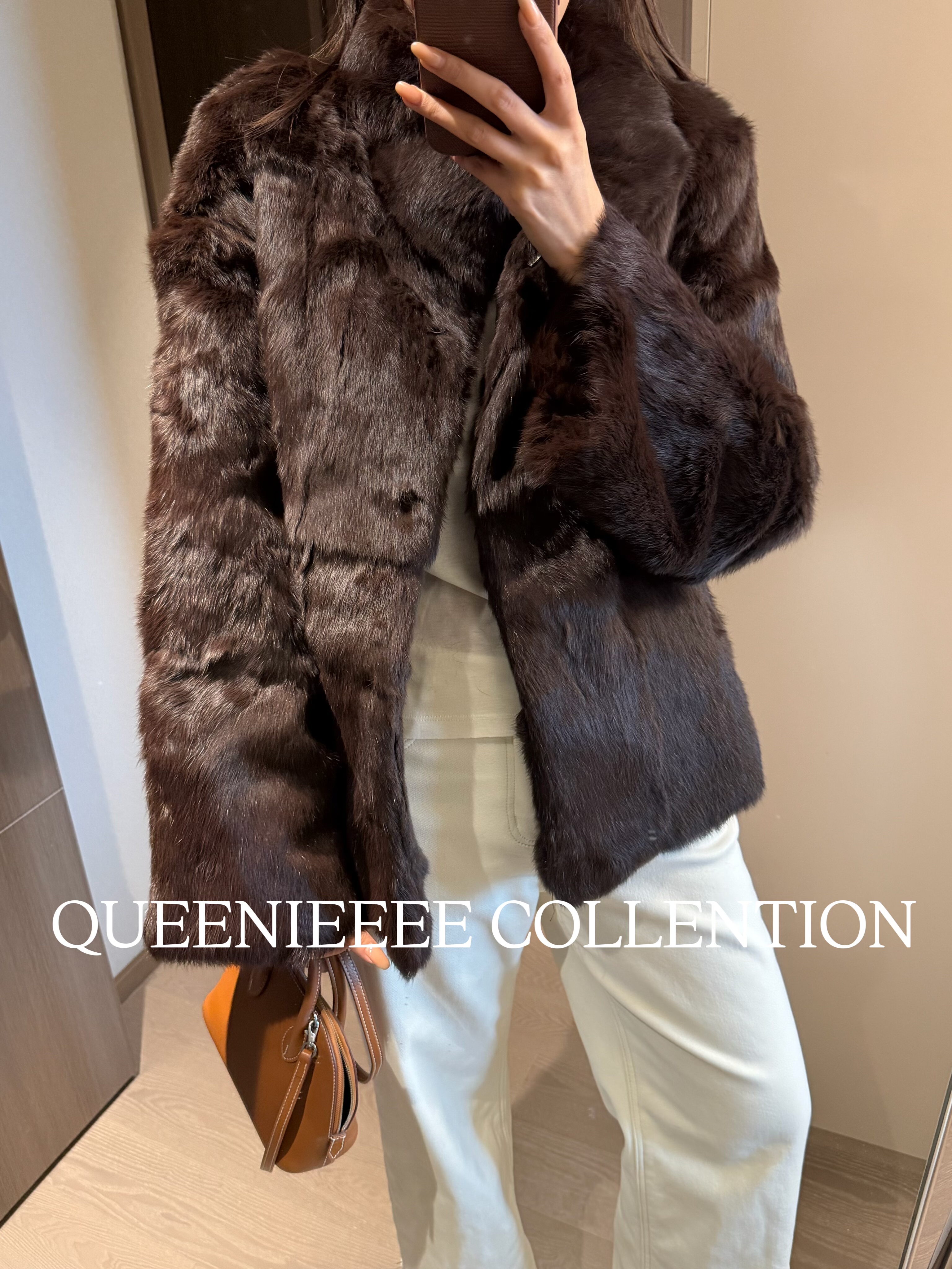 QUEENIE2026中古千金慵懒真兔毛皮草毛毛显贵中长款外套宽松皮草