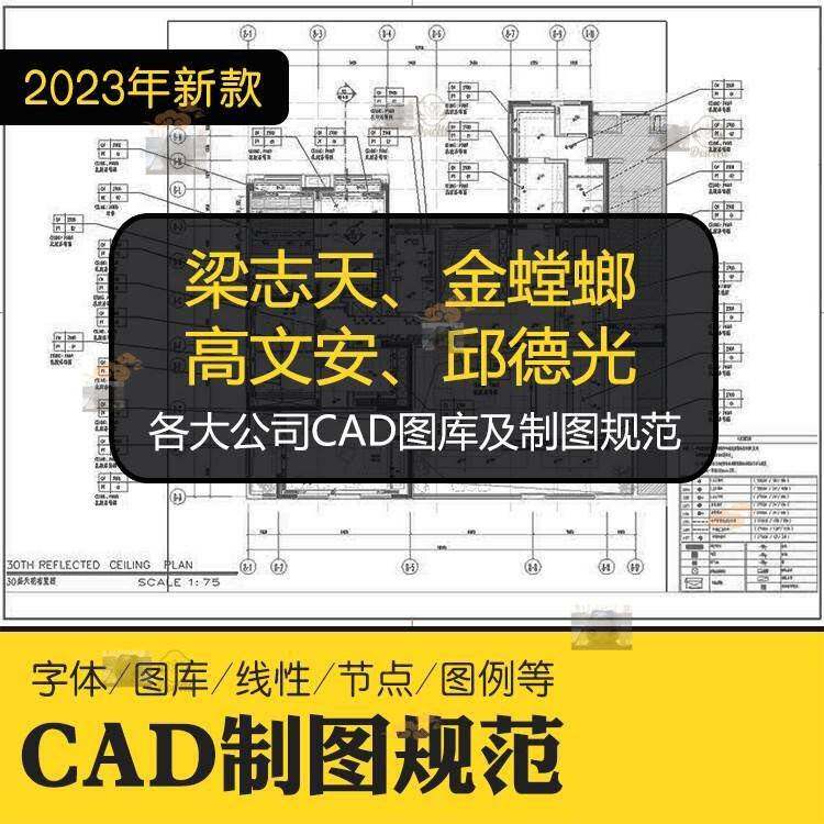 CAD图库梁志天/金螳螂/邱德光室内设计平立面施工图制图规范标准